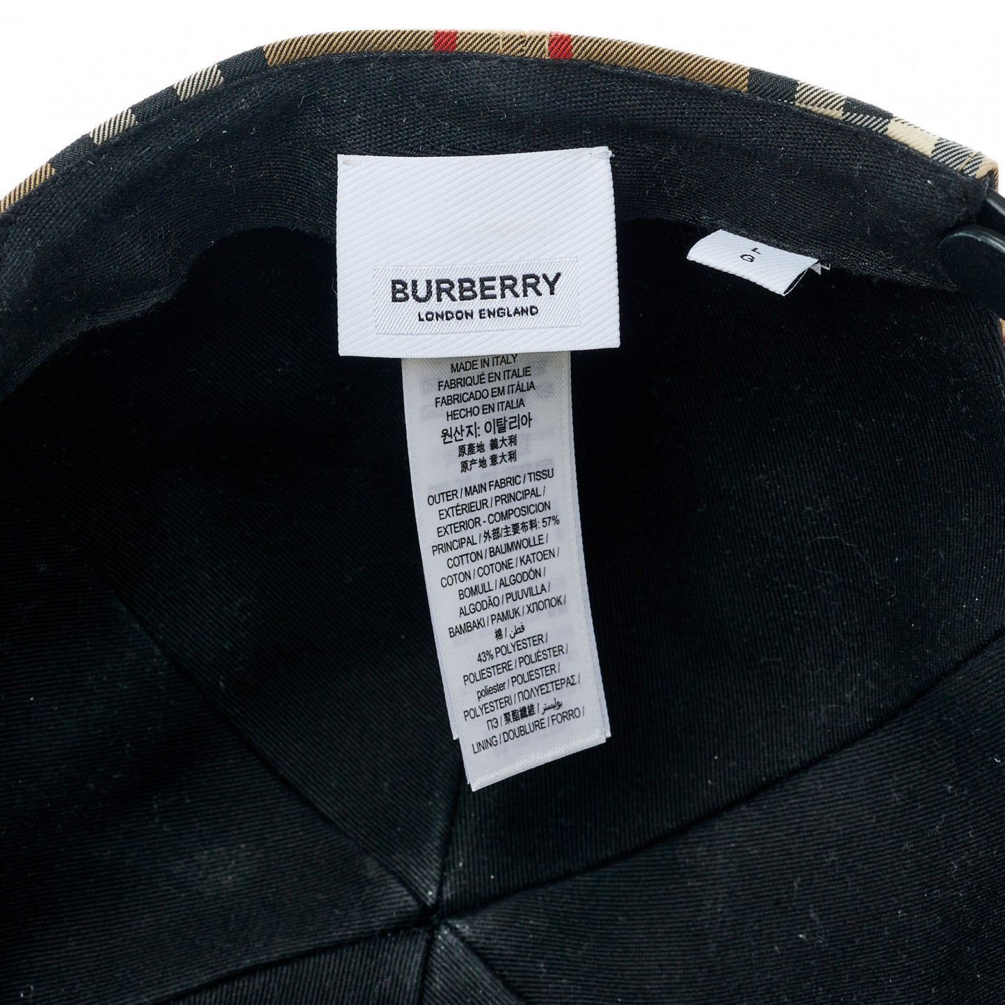 Technical Cotton Giant Check Baseball Cap L