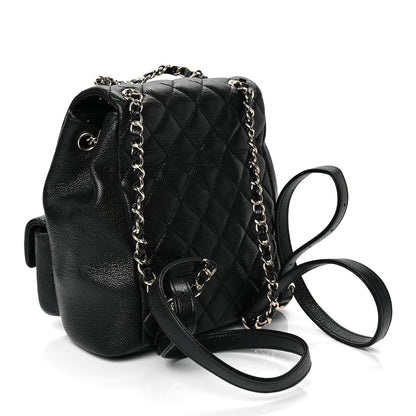 Chanel Shiny Caviar Quilted Small Duma Pockets Drawstring Backpack Black 2 of 9