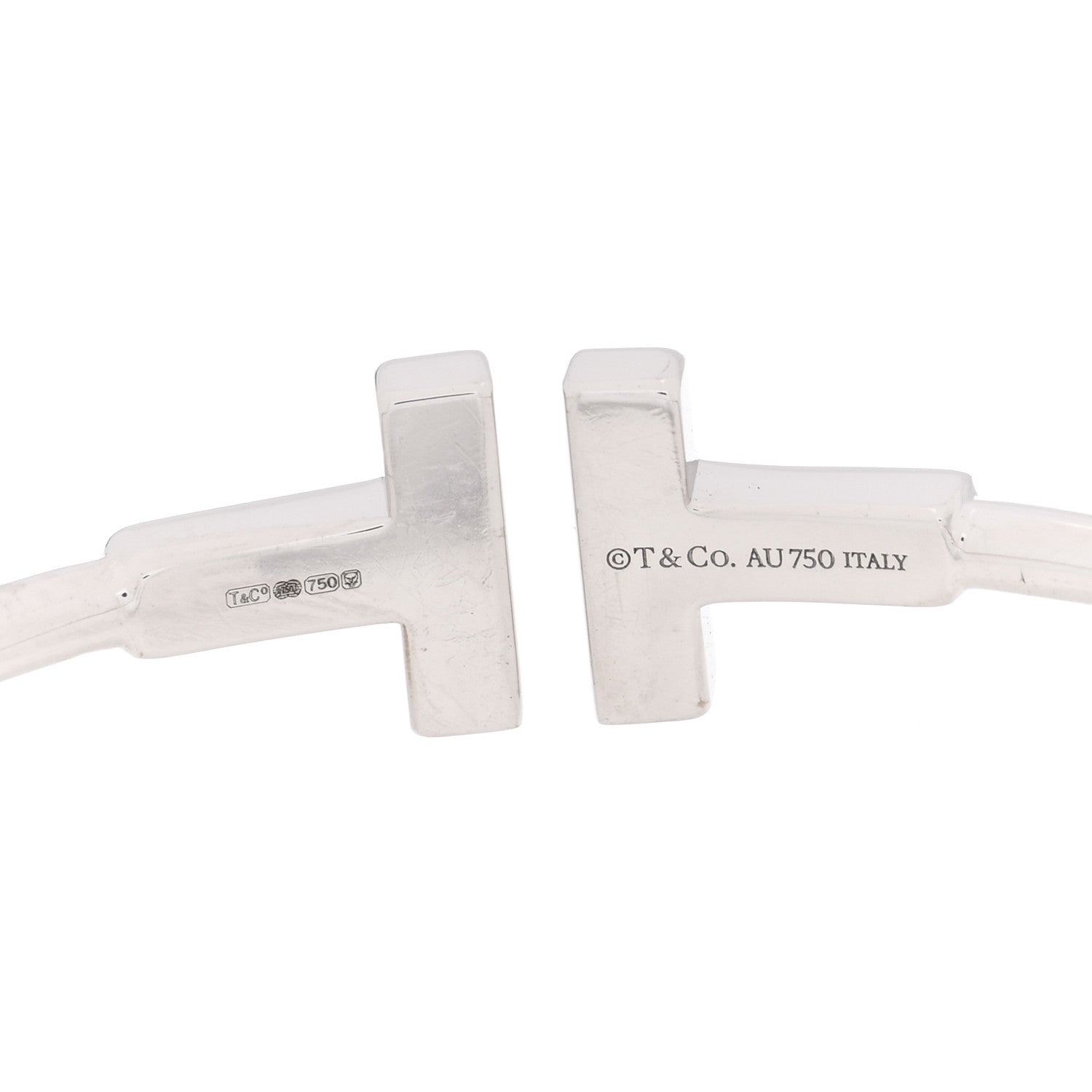 Tiffany 18K White Gold Diamond T Wire Bracelet 3 of 4