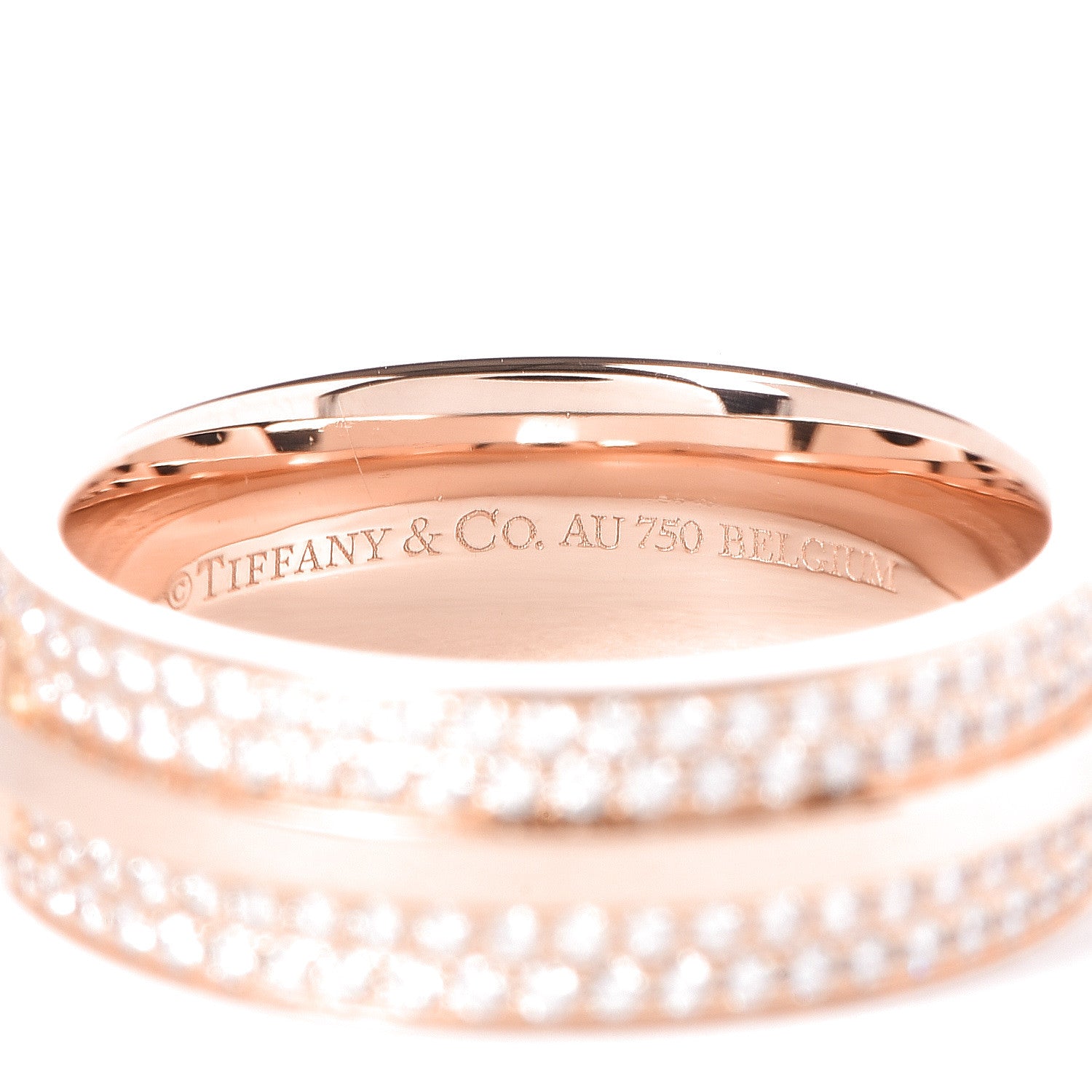 Tiffany 18K Rose Gold Diamond T Two Pave Ring 49 5 4 of 4