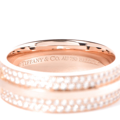 Tiffany 18K Rose Gold Diamond T Two Pave Ring 49 5 4 of 4