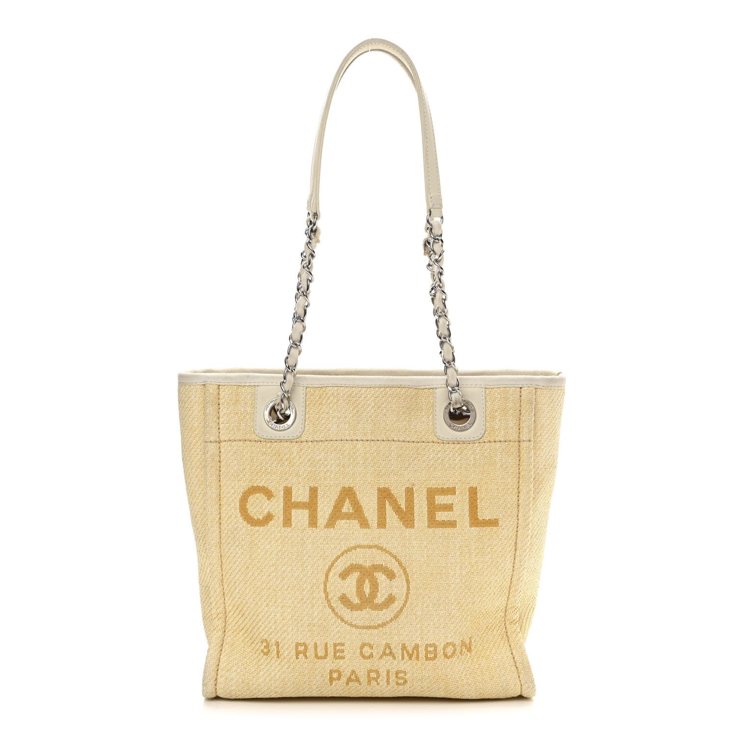 Chanel Canvas Mini Deauville Tote Light Yellow 1 of 15