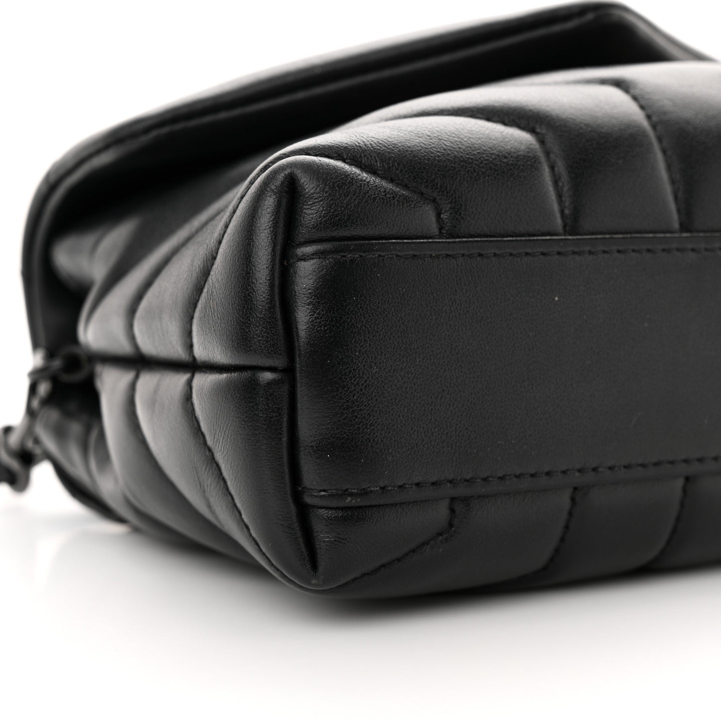 Calfskin Y Quilted Monogram Monochrome Toy Loulou Crossbody Bag Black