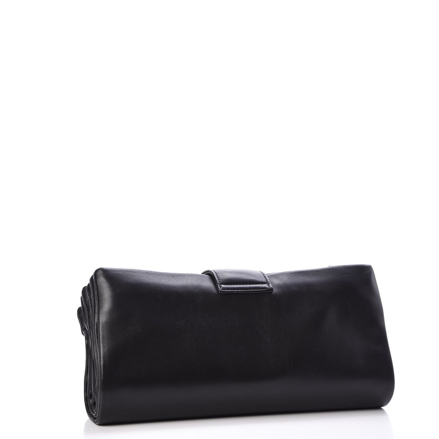 Lambskin Accordion Globe Clutch Black