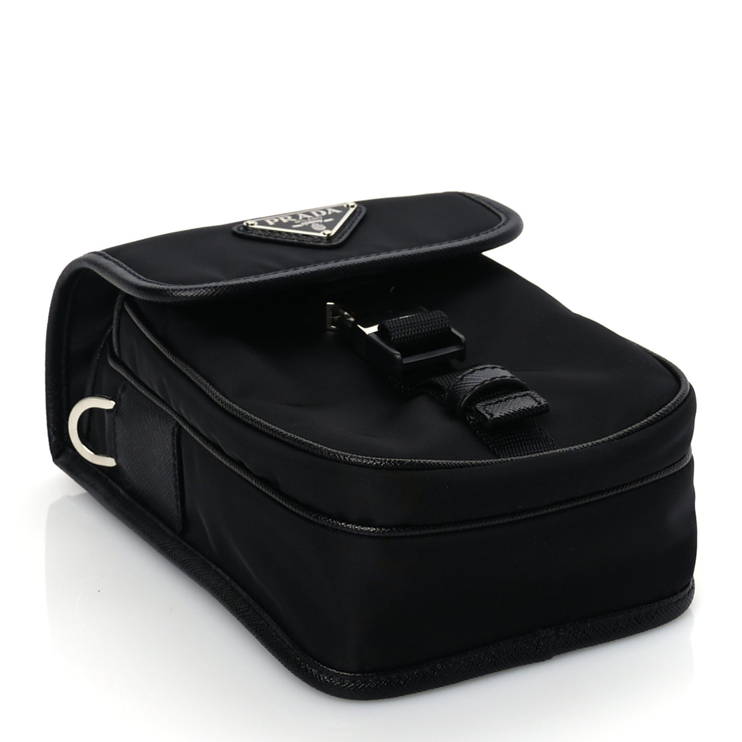 Prada Re-Nylon Saffiano Mini Pocket Single Snap Buckle Messenger Bag Black 3 of 8