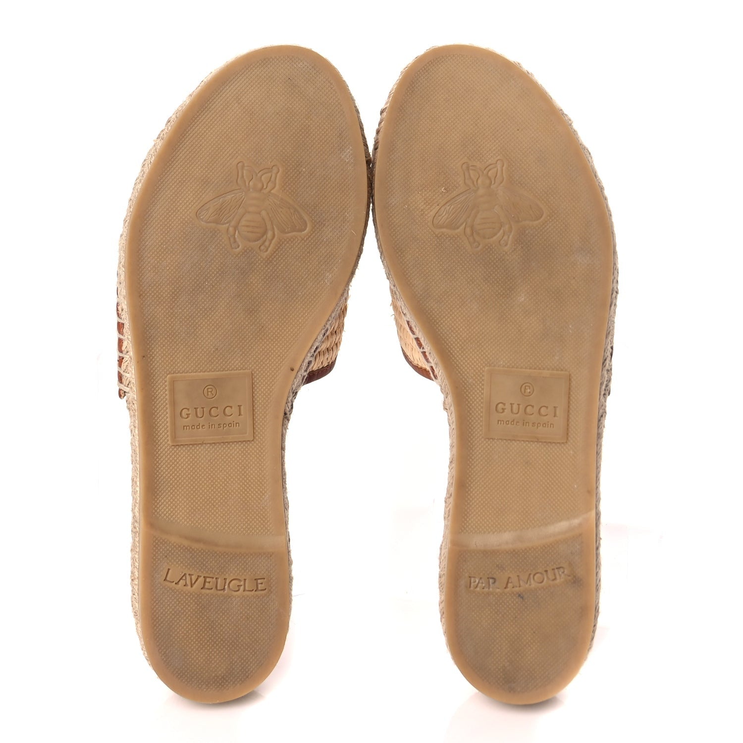 Gucci Raffia Interlocking G Flat Slide Espadrille Sandals 38.5 Harness Brown 6 of 9