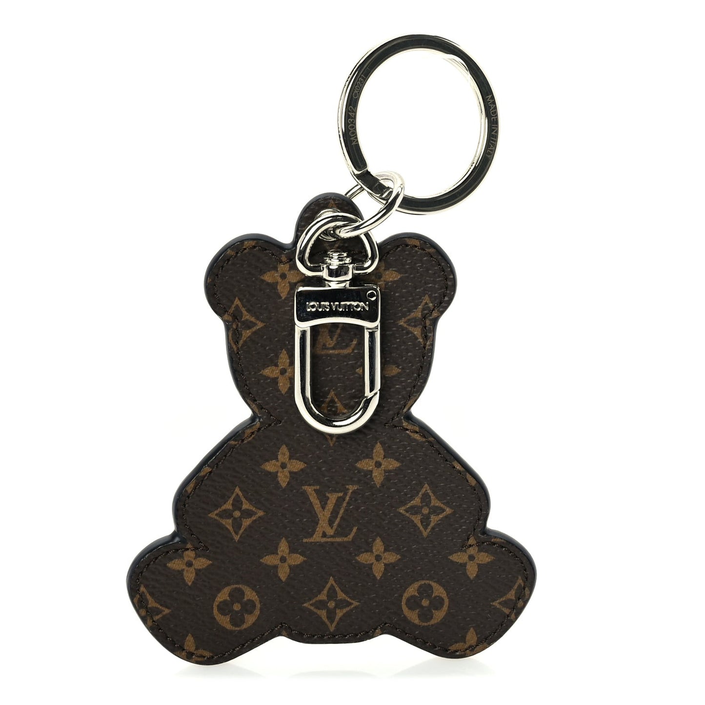 Monogram Teddy Bear Bag Charm Key Holder  Brown