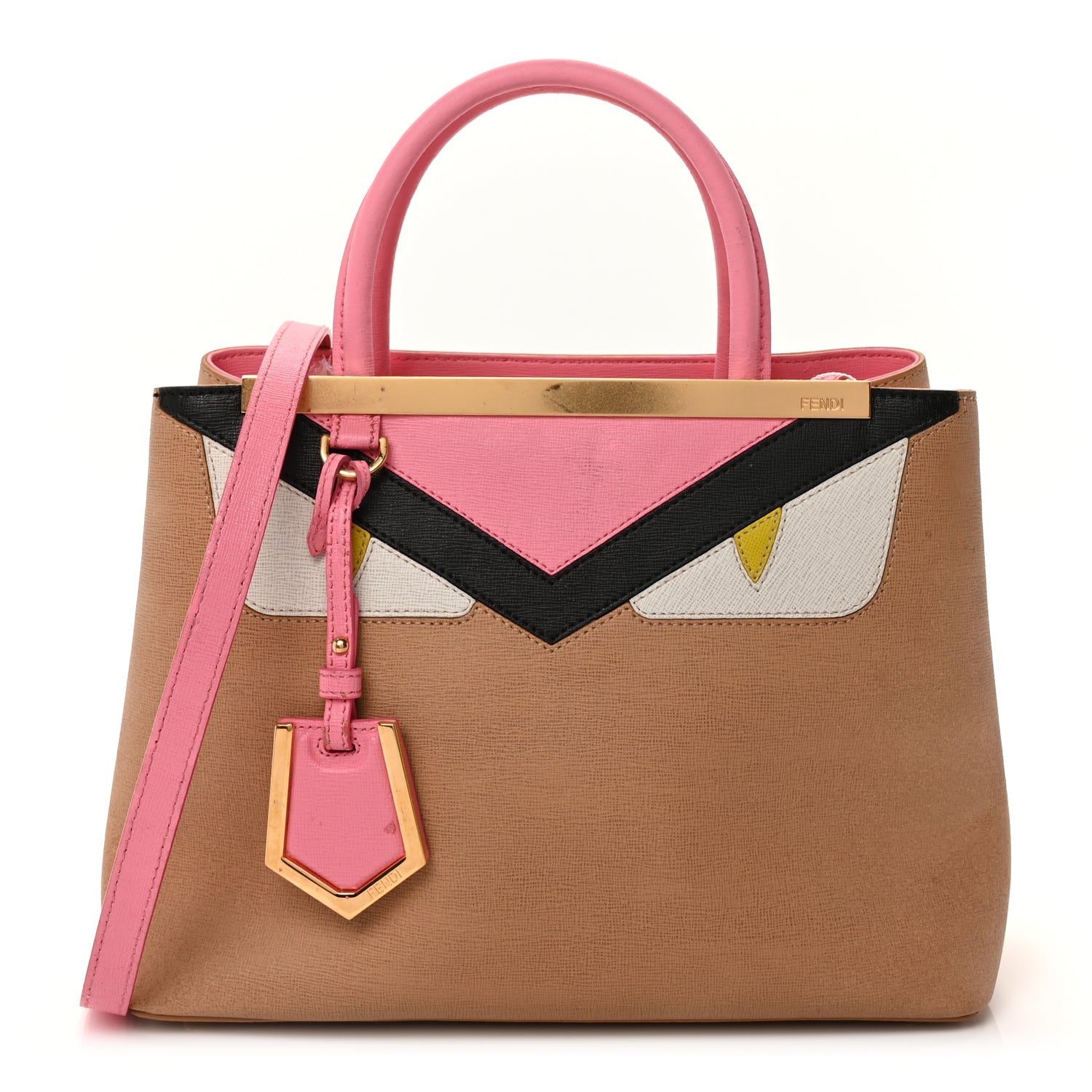 Fendi Vitello Elite Monster Petite 2Jours Tote Cuoio Lollypop Multicolour 1 of 8