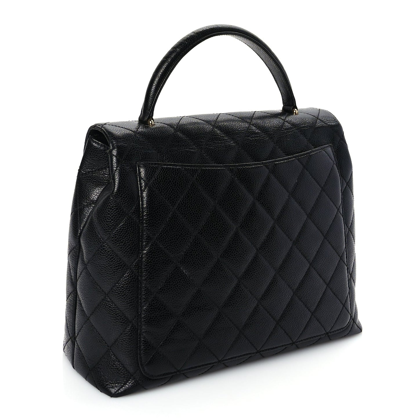 Caviar Quilted Jumbo Kelly Flap Black
