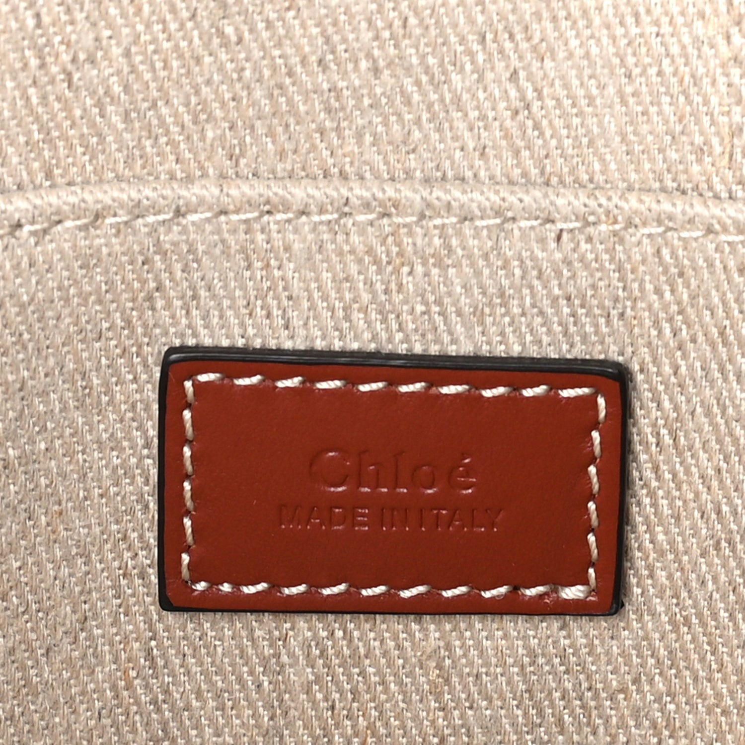 Chloe Linen Calfskin Medium Woody Ribbon Tote  White Brown 5 of 8