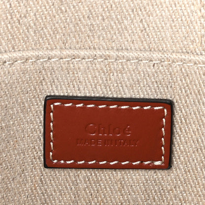 Chloe Linen Calfskin Medium Woody Ribbon Tote  White Brown 5 of 8