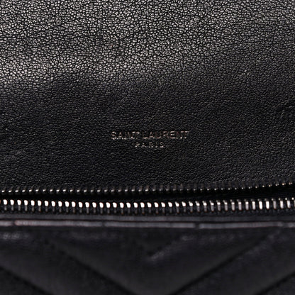 Saint Laurent Sheepskin Matelasse Chevron Monogram Medium College Bag Black 5 of 20