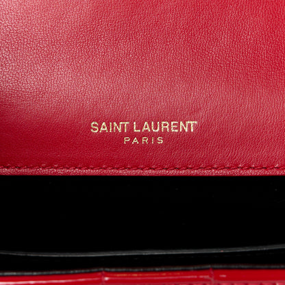 Saint Laurent Patent Matelasse Monogram Small Vicky Chain Bag Red 6 of 11