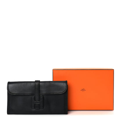 Hermes Swift Lizard Varanus Niloticus Jige Elan Touch 29 Clutch  Black 9 of 9