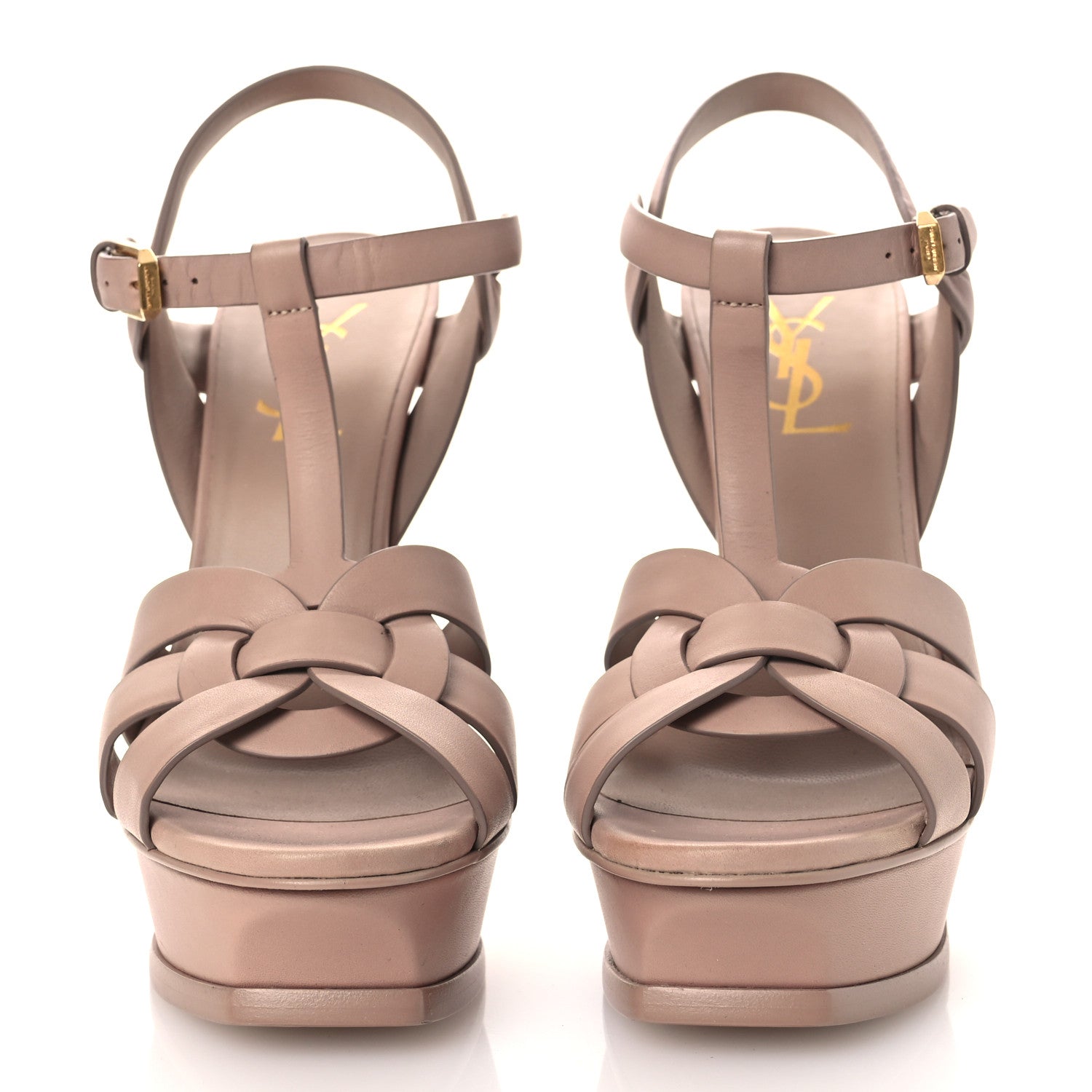 Saint Laurent Calfskin Tribute 105 Platform Sandals 37 Nude 3 of 12