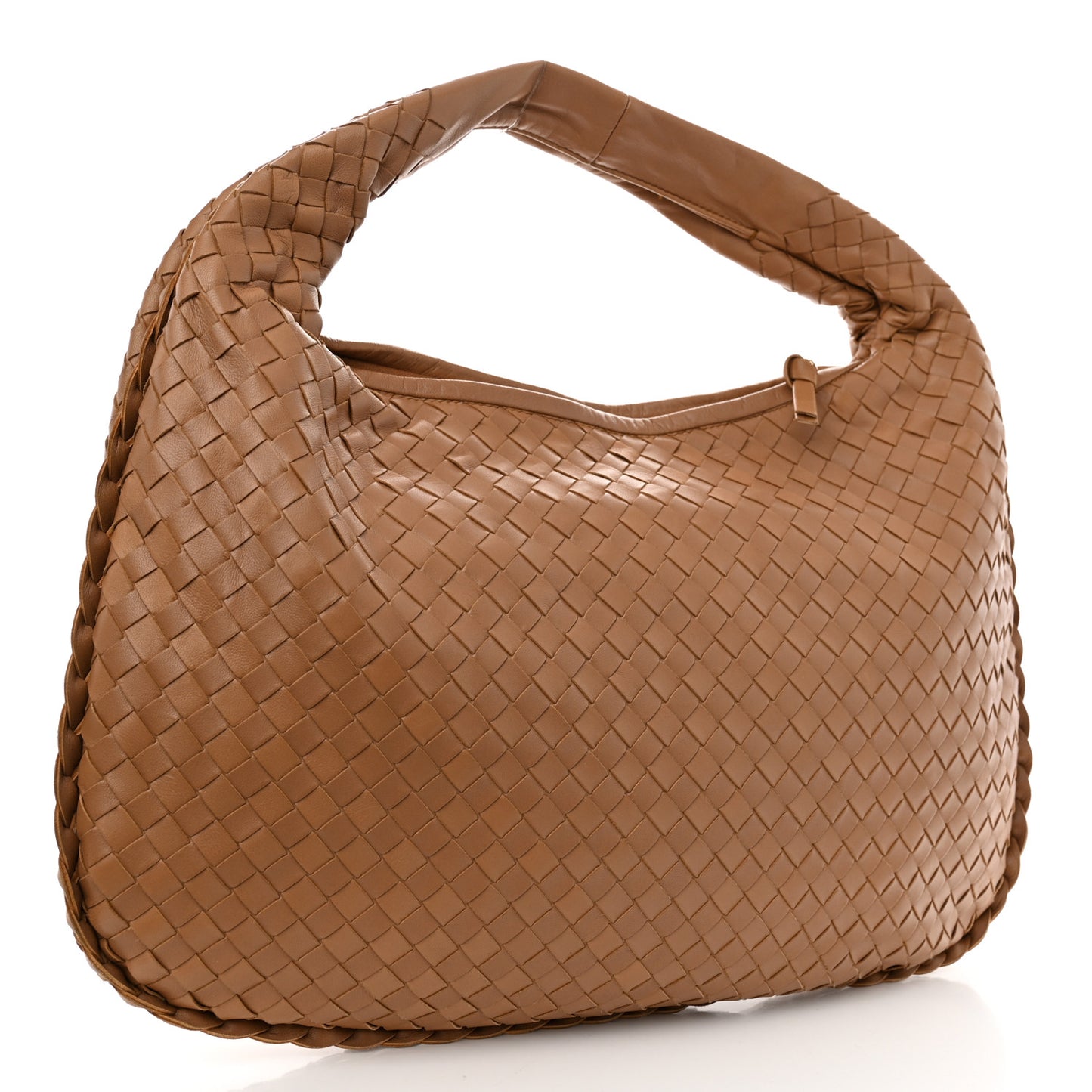 Nappa Intrecciato Embossed Medium Veneta Hobo Camel