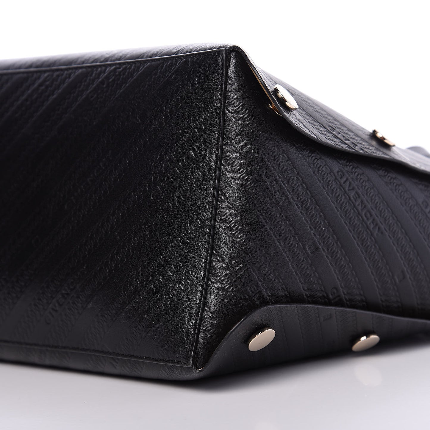 Calfskin Chain Embossed Medium Bond Shopper Tote Black