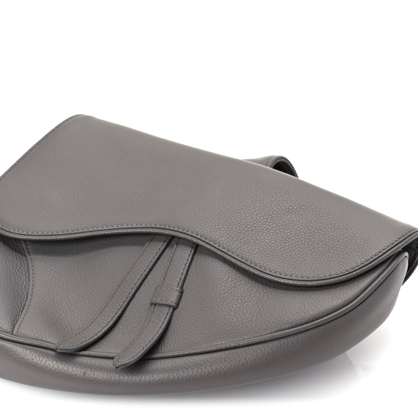 Grained Calfskin Mens Saddle Bag  Grey