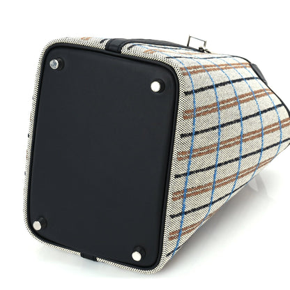 Hermes Swift Toile Borderie H Picotin Lock 18  Noir Ecru Fauve Bleu Zanzibar 9 of 9
