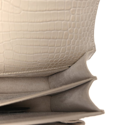 Saint Laurent Calfskin Crocodile Embossed Medium Monogram Sunset Blanc Vintage 3 of 8