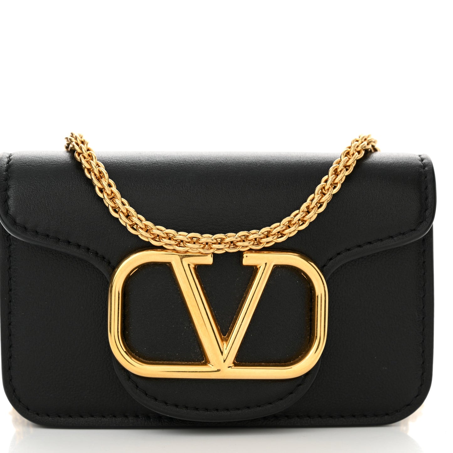 Calfskin Vlogo Chain Micro Loco Bag Black