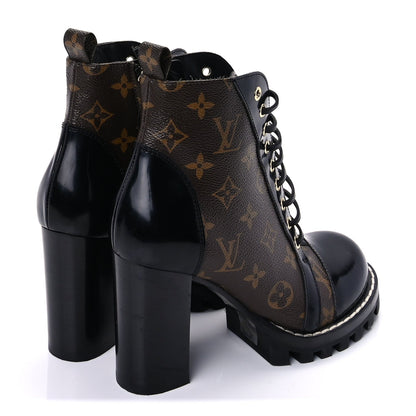 Louis Vuitton Patent Calfskin Monogram Star Trail Ankle Boots 37.5 Black 5 of 7