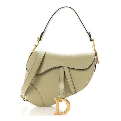 Christian Dior Grained Calfskin Saddle Bag With Strap Desert Sage 1 of 7
