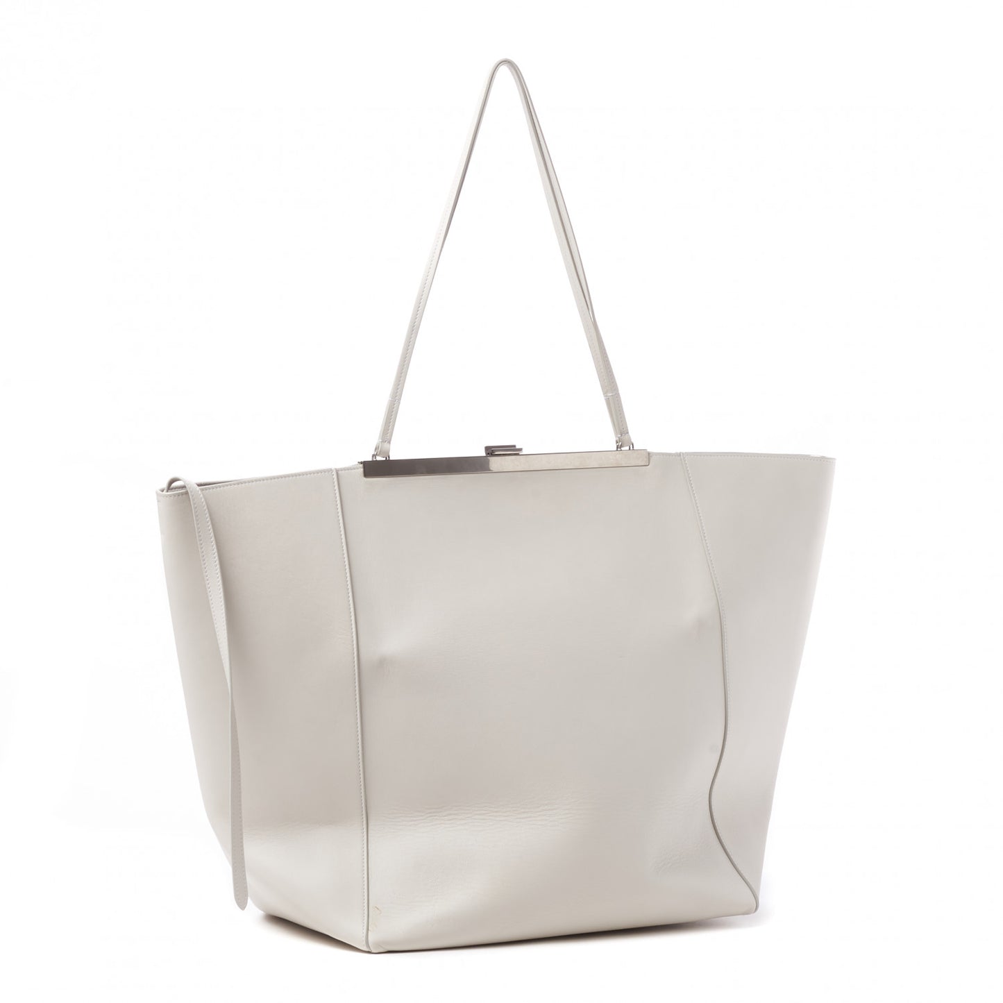 Calfskin Clasp Horizontal Cabas White