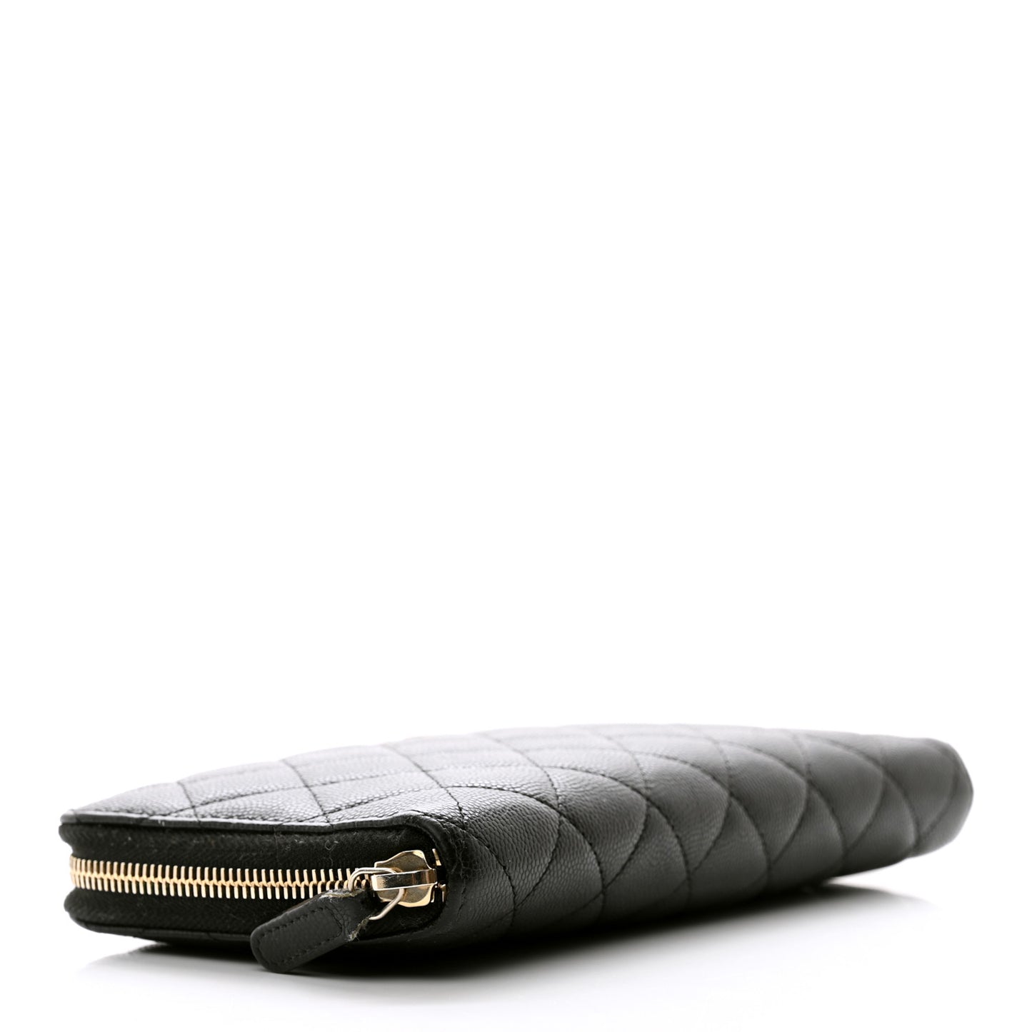 Caviar Quilted Large Zip Around Organizer Wallet Black