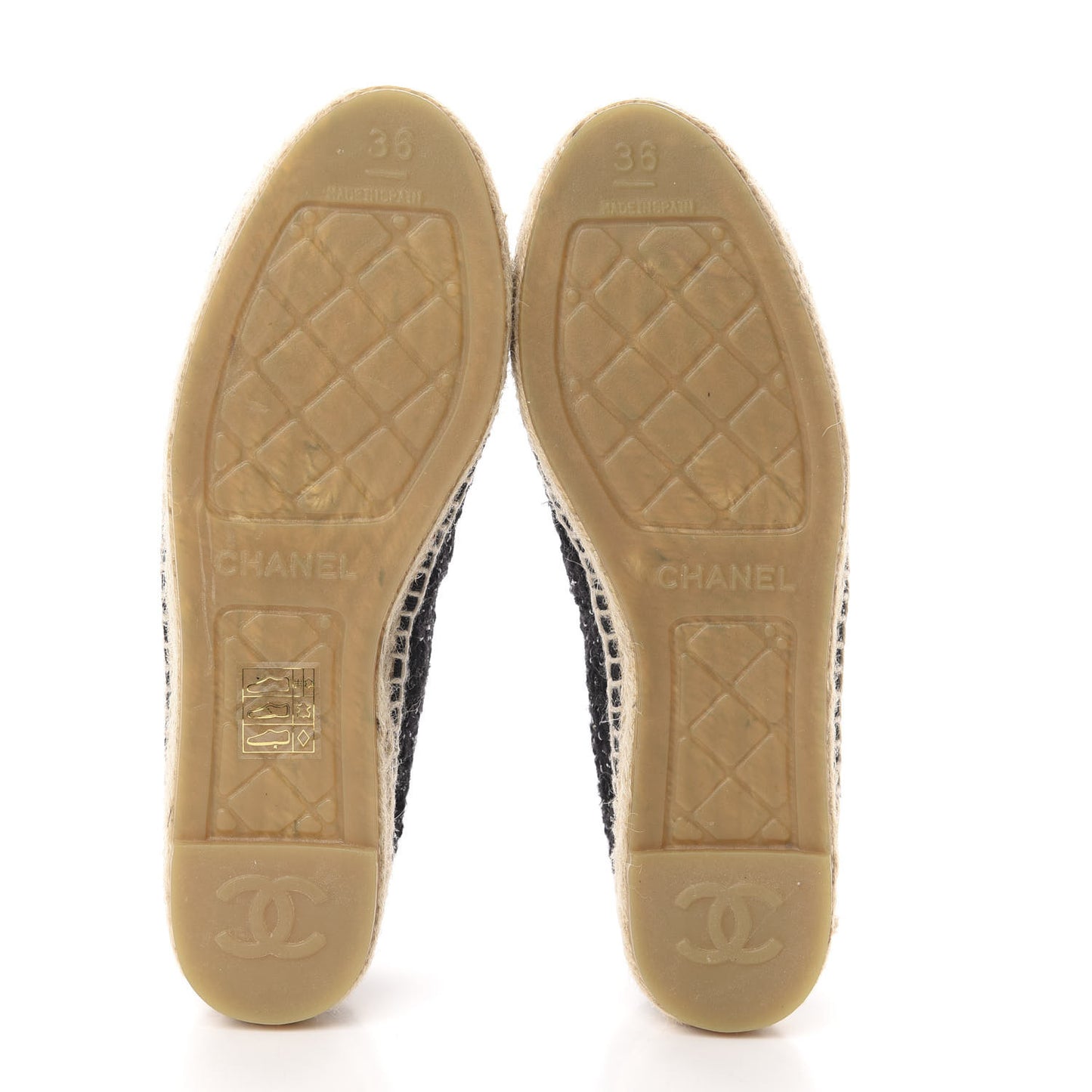 Metallic Lambskin Tweed CC Espadrilles 36 Black Silver