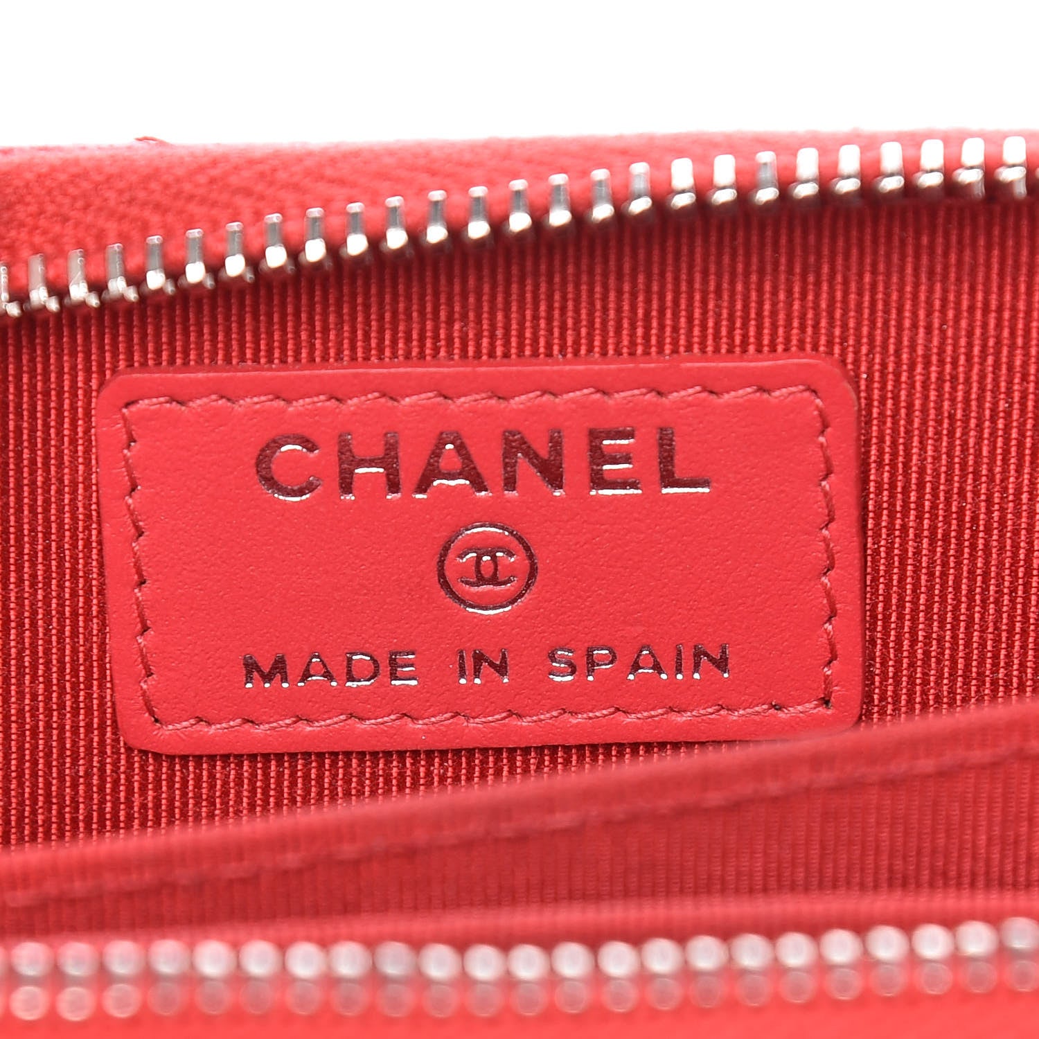 Chanel Caviar Chevron Quilted Zip Coin Purse Light Red 6 of 12