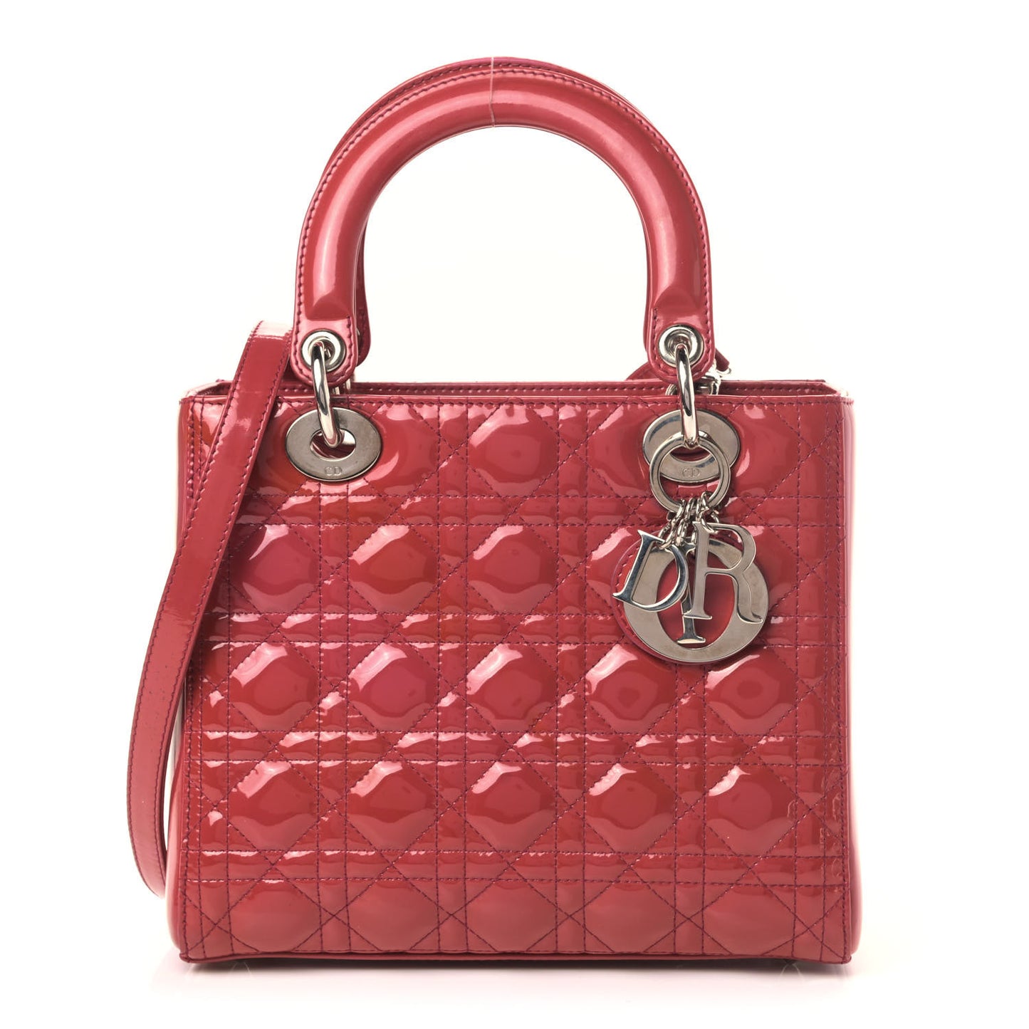 Patent Cannage Medium Lady Dior Red
