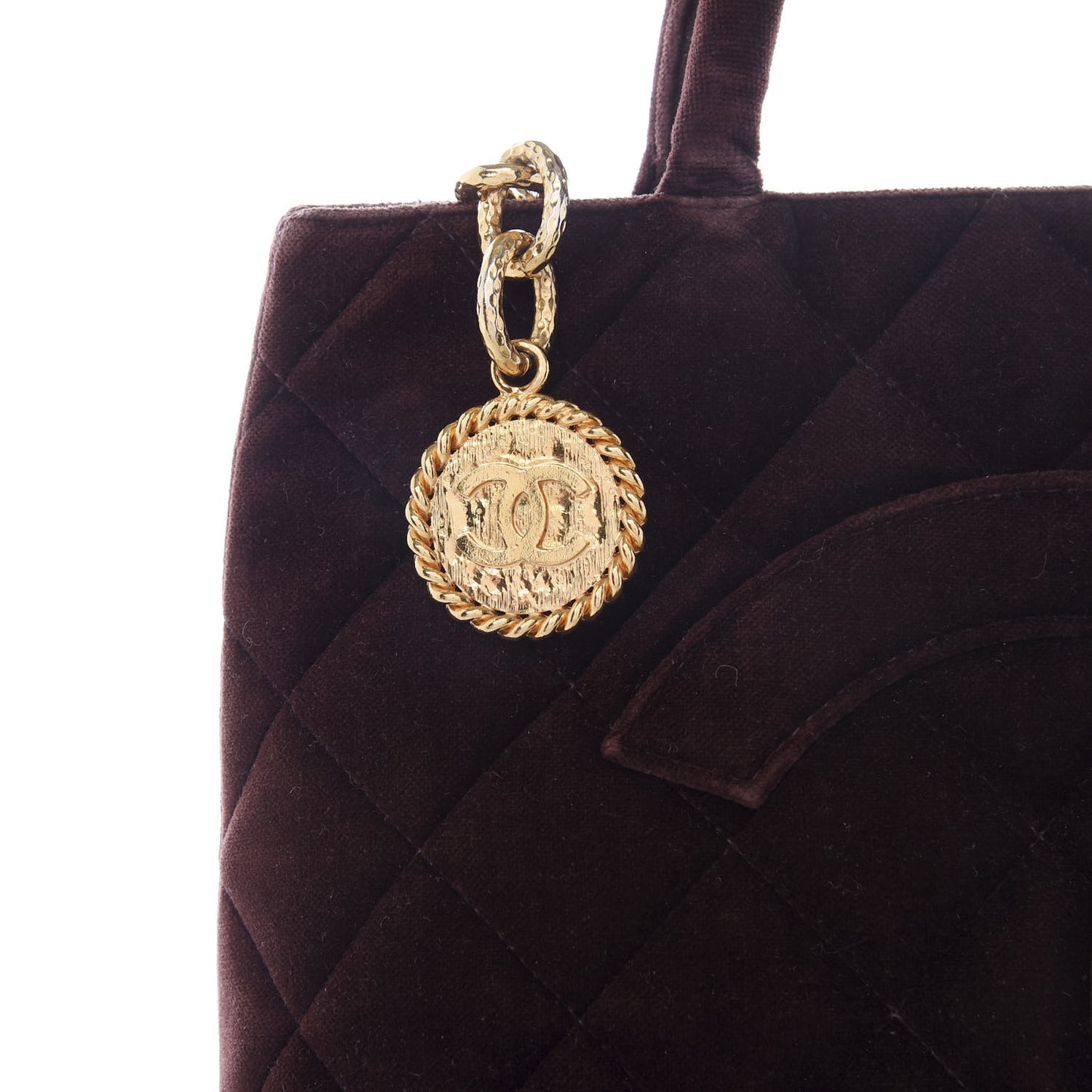Velvet Quilted Medallion Tote Brown