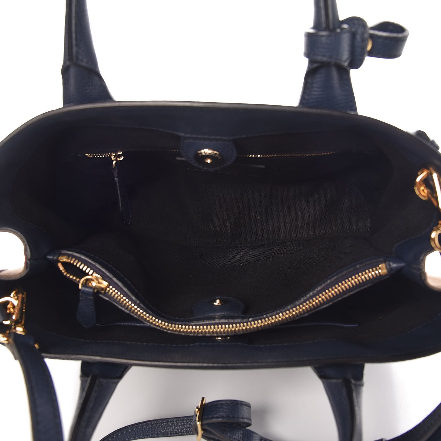 Grainy Calfskin House Check Medium Banner Tote Ink Blue