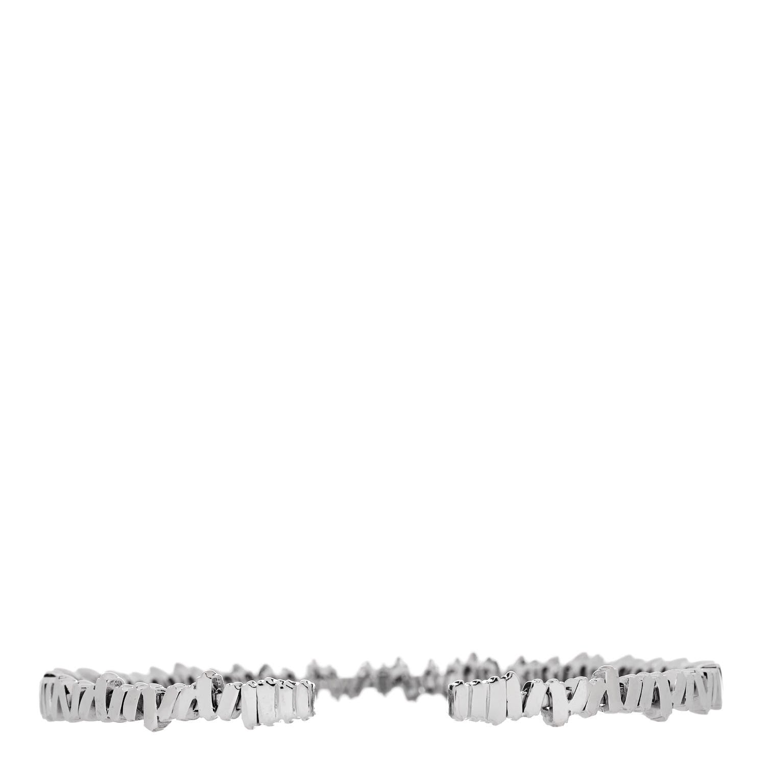 Suzanne Kalan 18K White Gold Diamond Fireworks Classic Baguette Bangle Bracelet 2 of 3