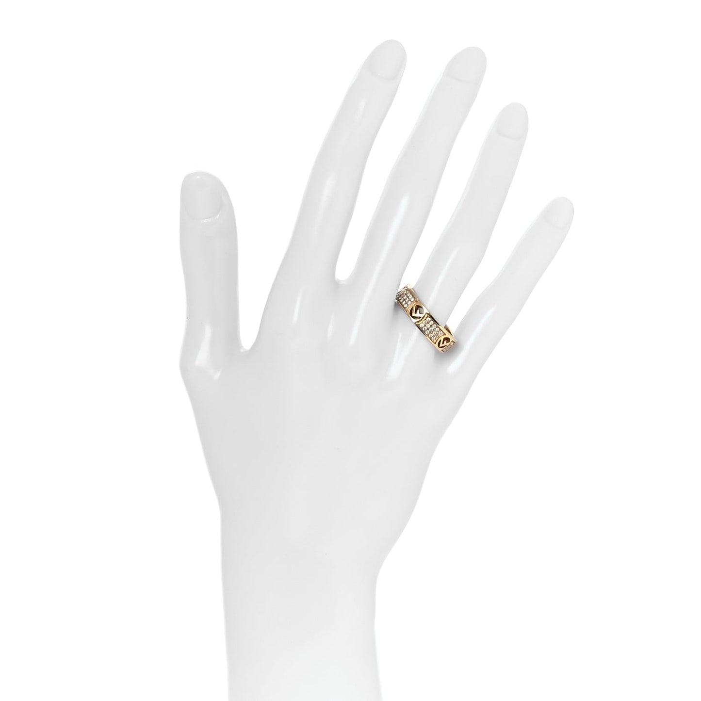 Metal Crystal FF Ring L Gold