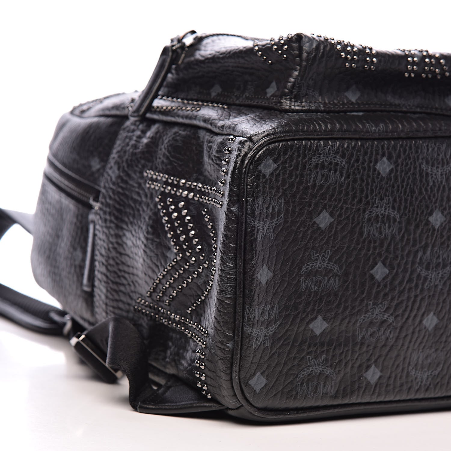 MCM Visetos Studded Medium Backpack Black 7 of 9