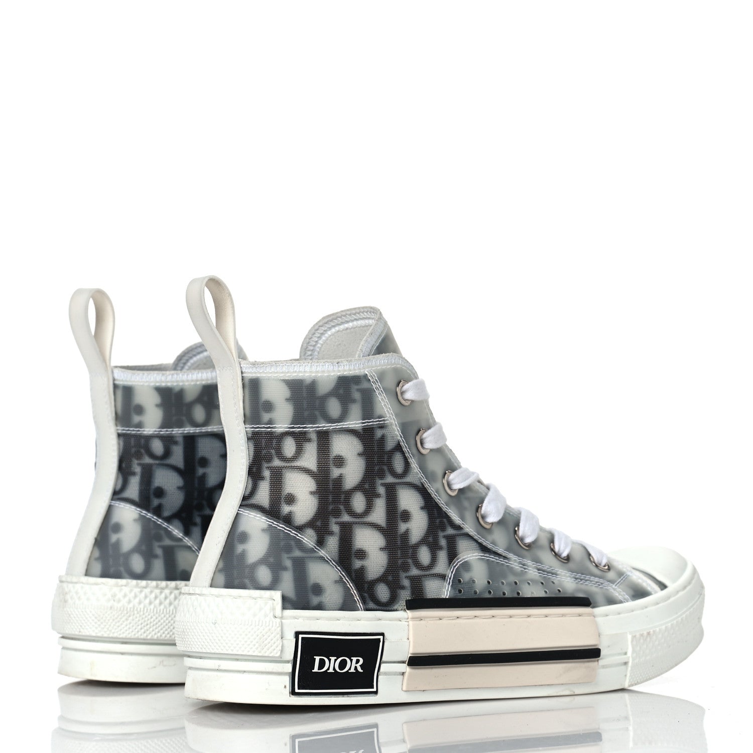 Christian Dior Technical Canvas Oblique B23 High Top Sneakers 35.5 White Black 4 of 10