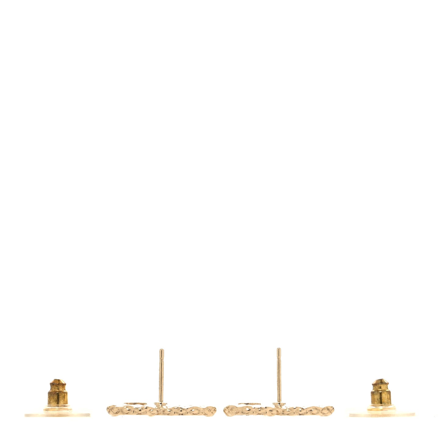 Metal Crystal CC Earrings Gold