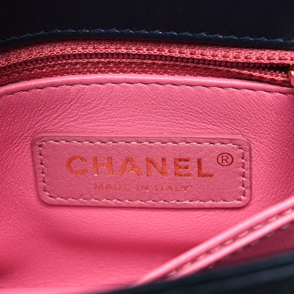 Chanel Goatskin Quilted Extra Mini Rainbow Coco Handle Flap Navy Blue 6 of 11