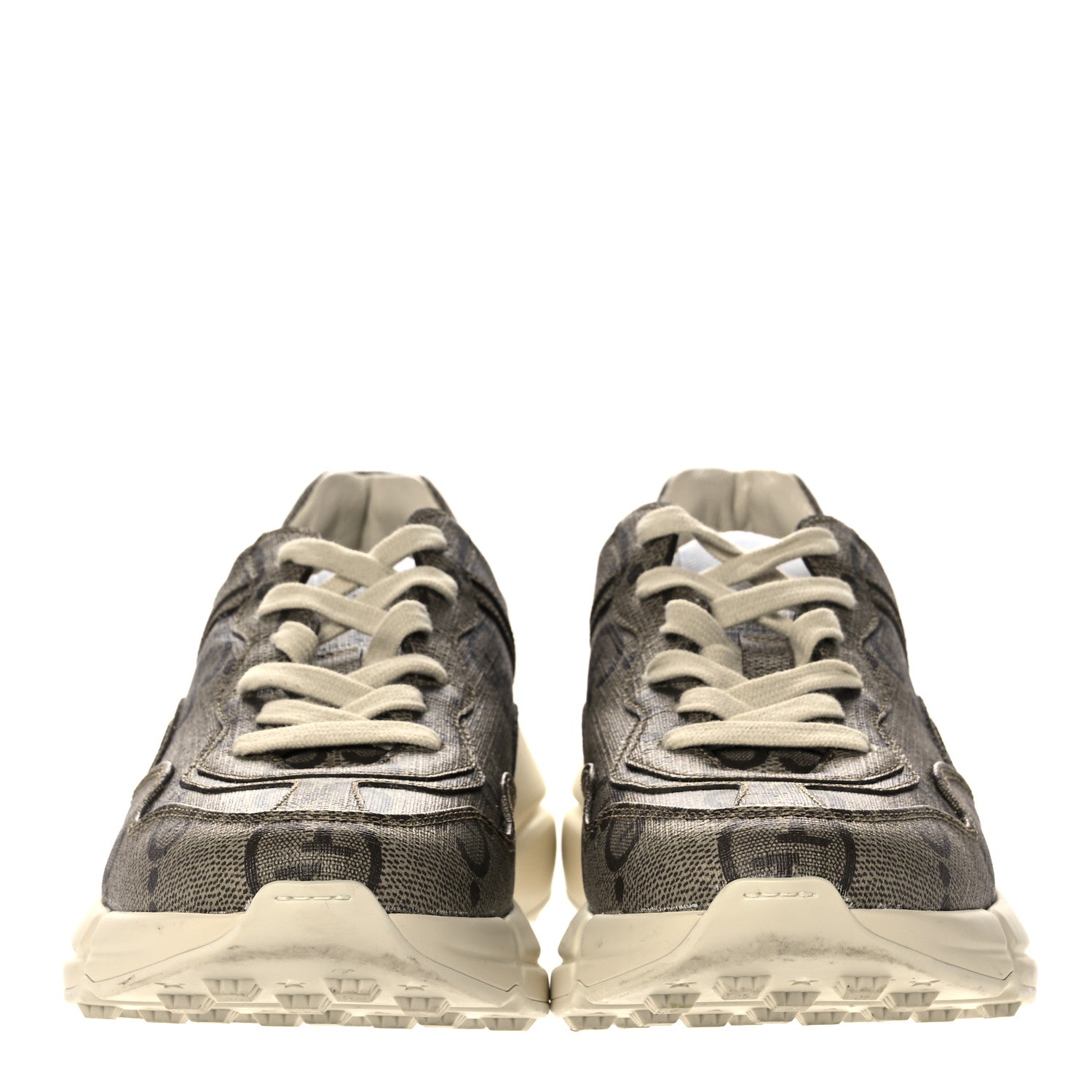 Gucci Maxi GG Supreme Monogram Gucci 100 Womens Rhyton Sneakers 37 Beige Ebony 2 of 10