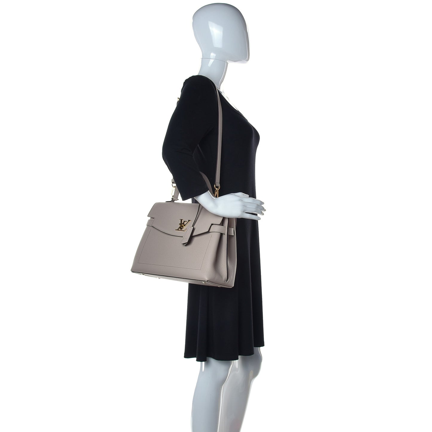 Soft Calfskin Lockme Ever MM Greige