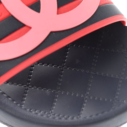 Chanel Rubber CC Flat Slide Sandals 37 Pink Red 11 of 11