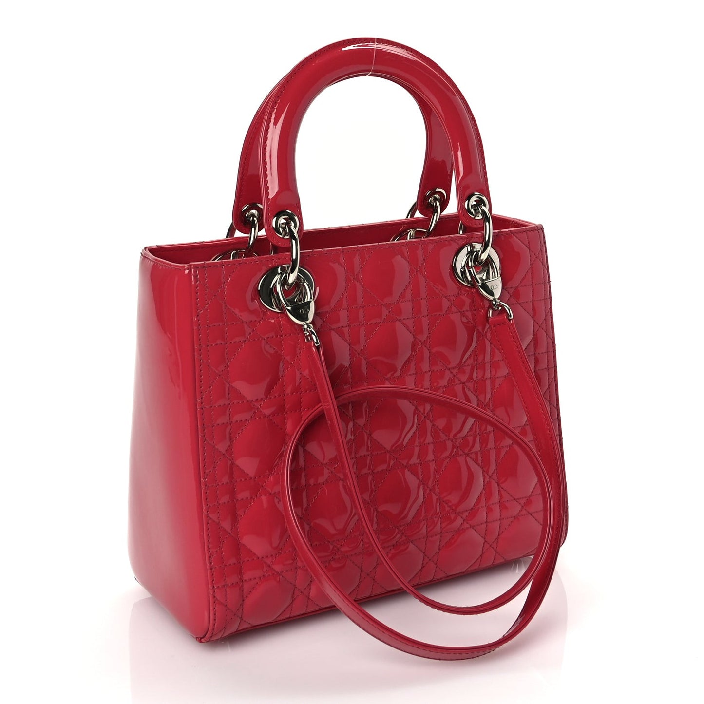 Patent Cannage Medium Lady Dior Fuchsia