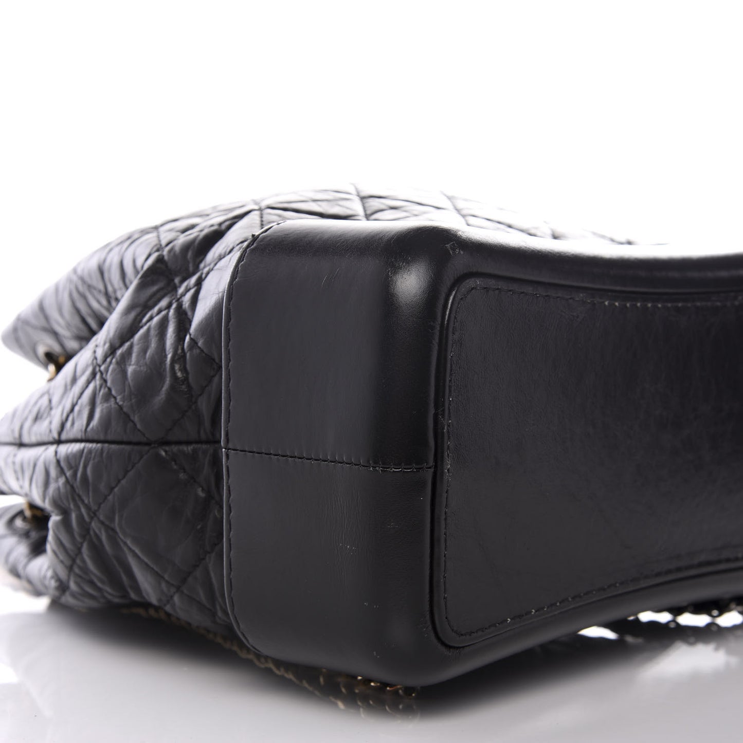 Aged Calfskin Quilted Gabrielle Backpack Black