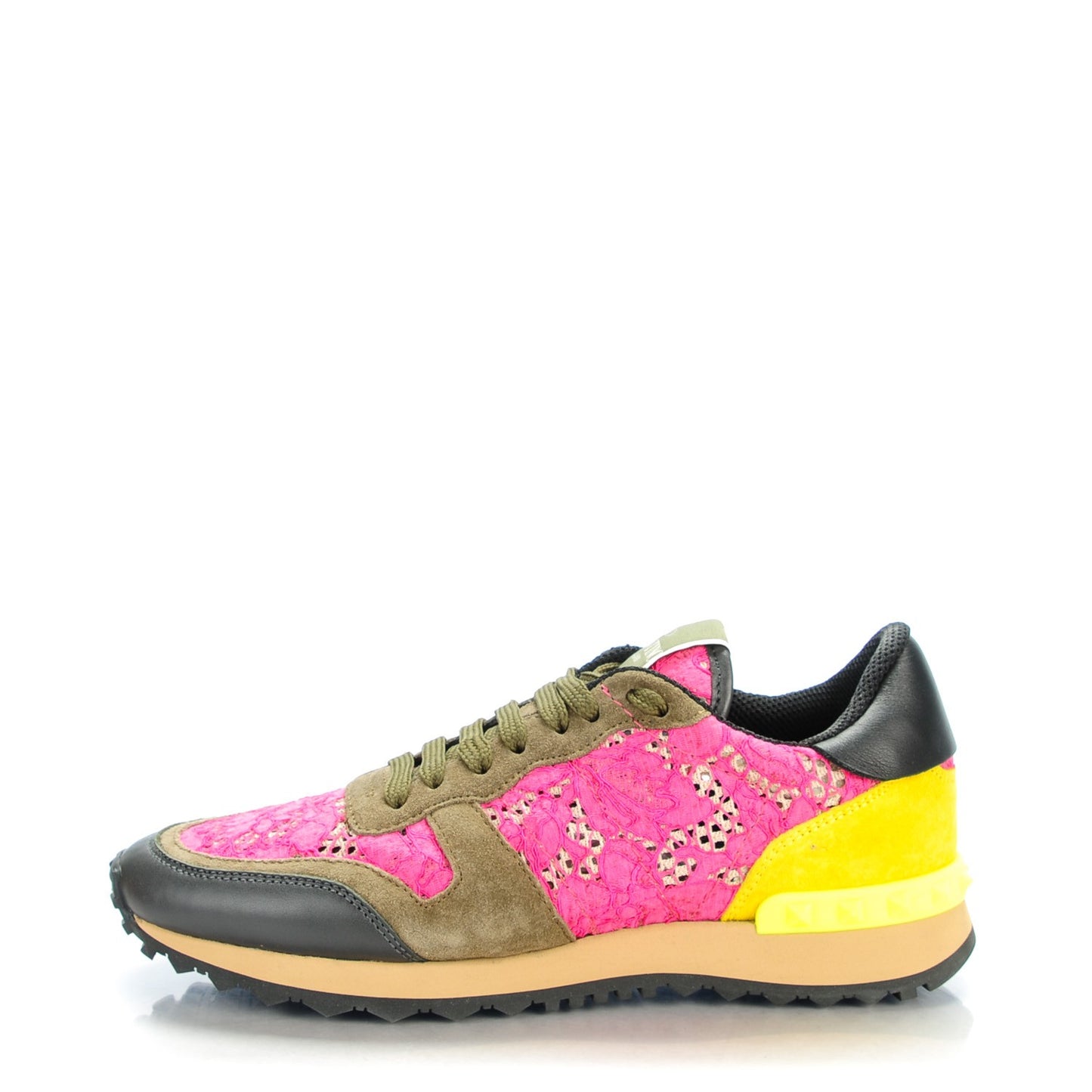 Macrame Lace Suede Womens Rockrunner Sneakers 37 Fuchsia Yellow