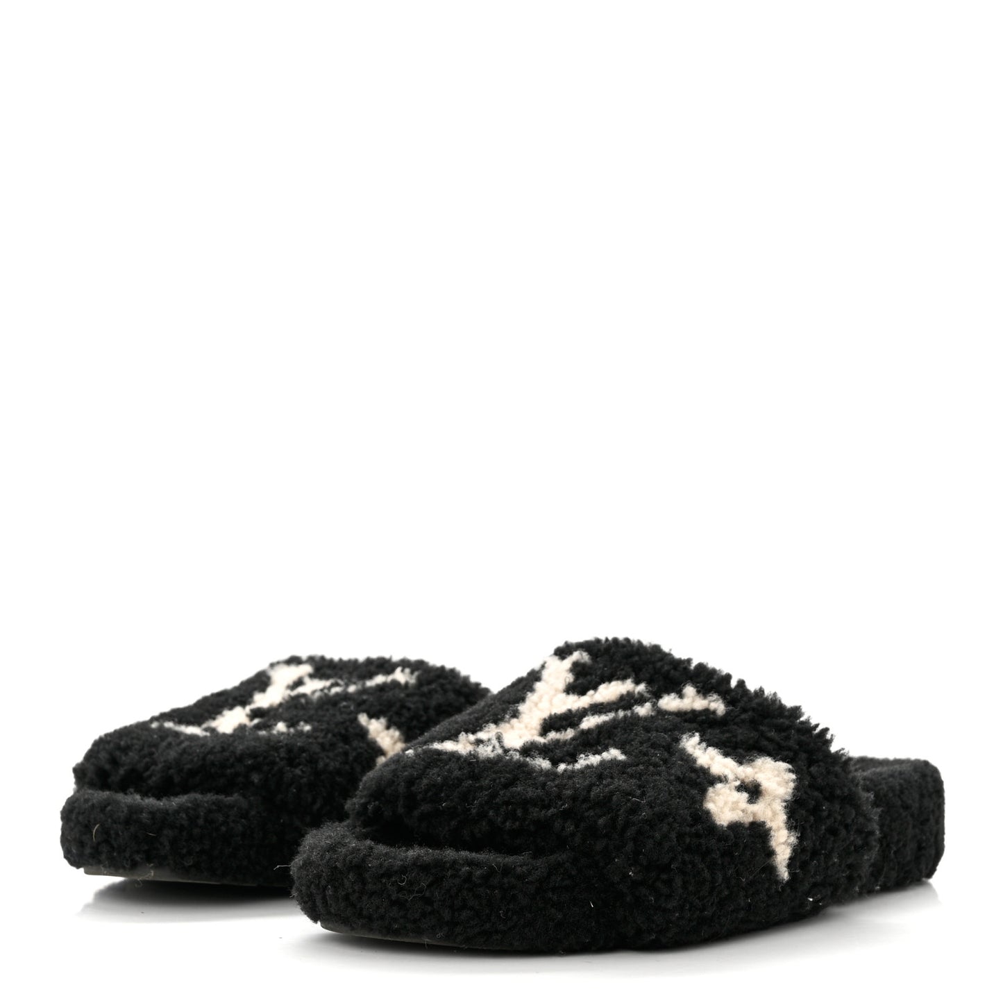 Shearling Monogram Giant Paseo Flat Comfort Mule 36 Black