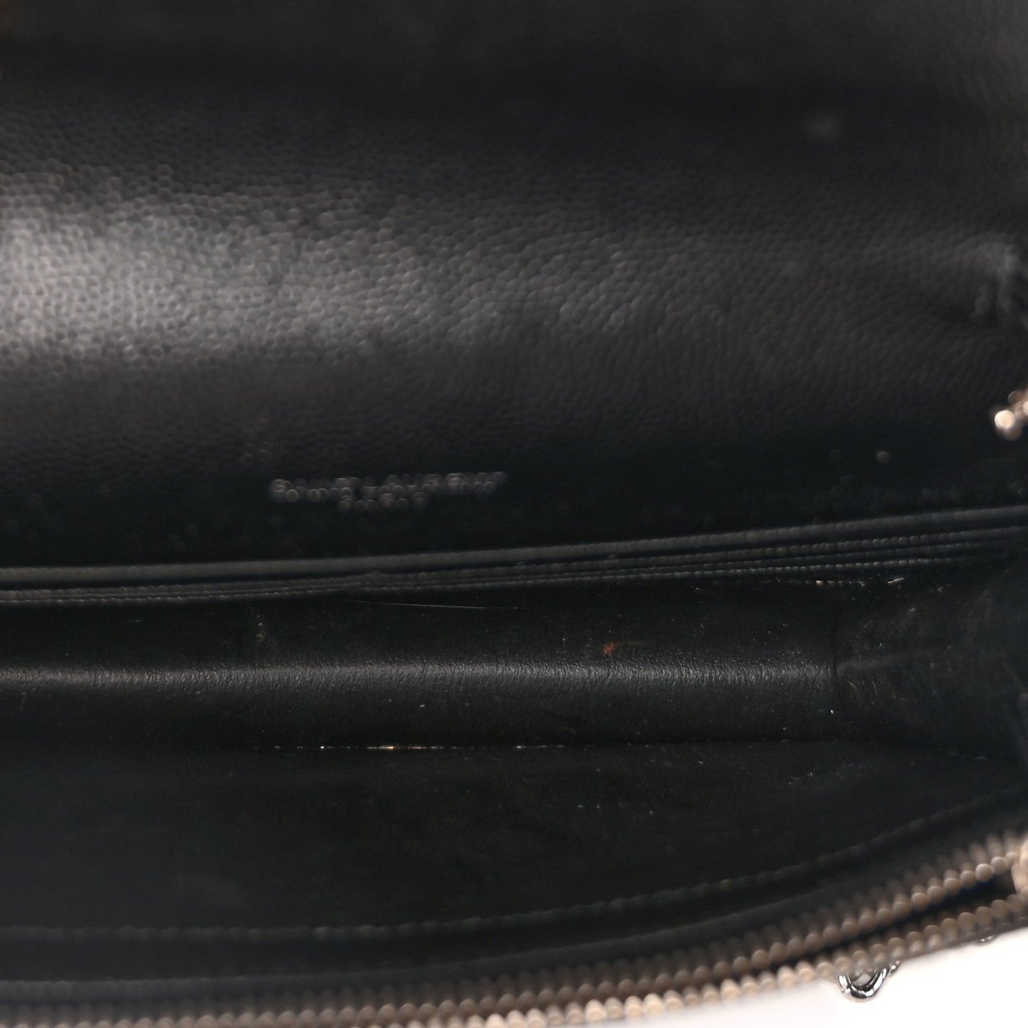 Grain De Poudre Matelasse Chevron Monogram Envelope Chain Wallet Black