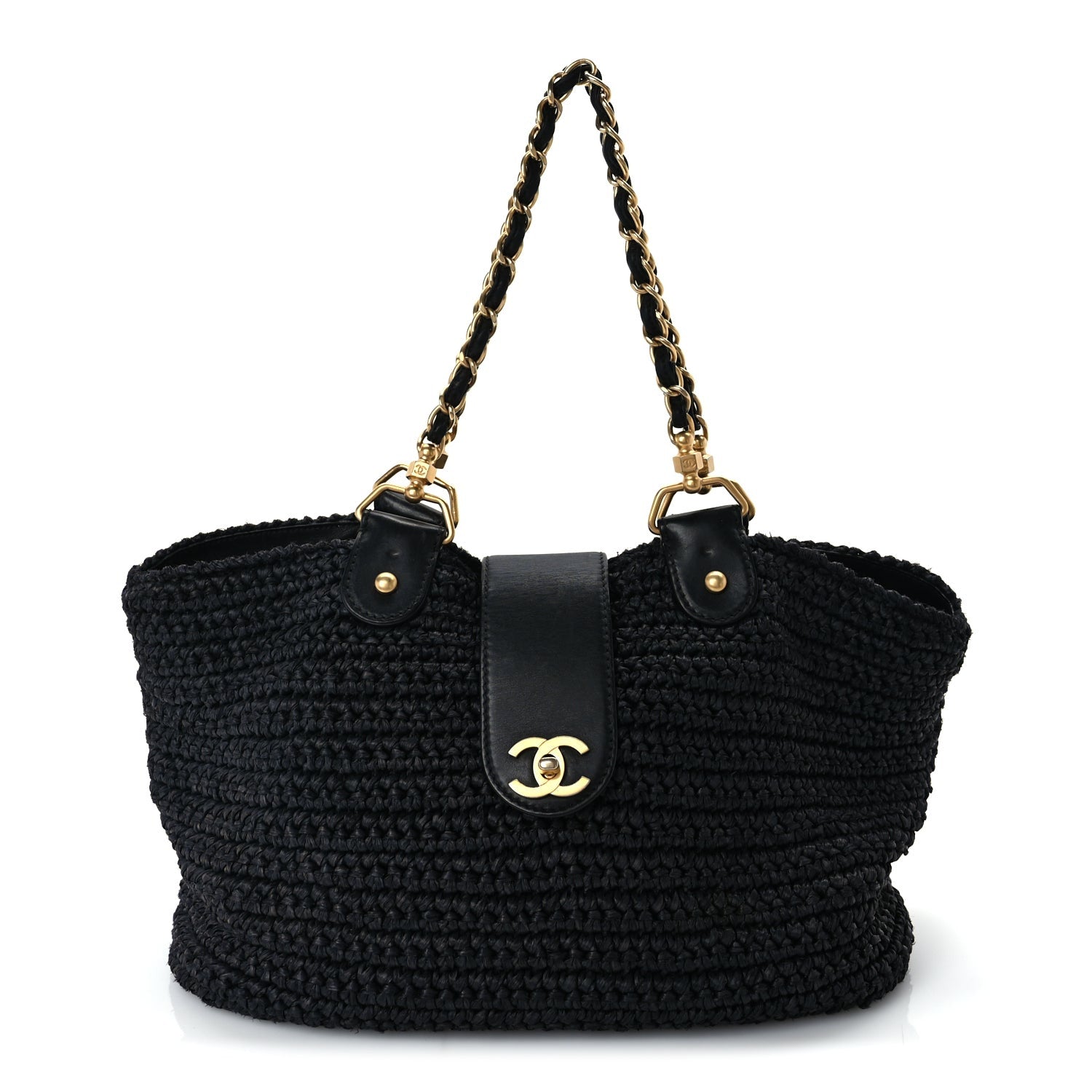 Chanel Straw Raffia Tote Black 1 of 9