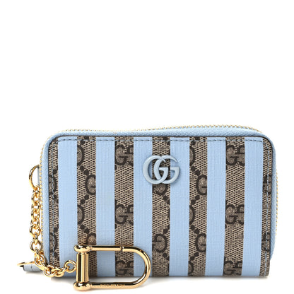 Gucci GG Supreme Monogram Vitello Eclipse Enamel Striped GG Key Card Case Beige Ebony Paradise Cloud 1 of 6